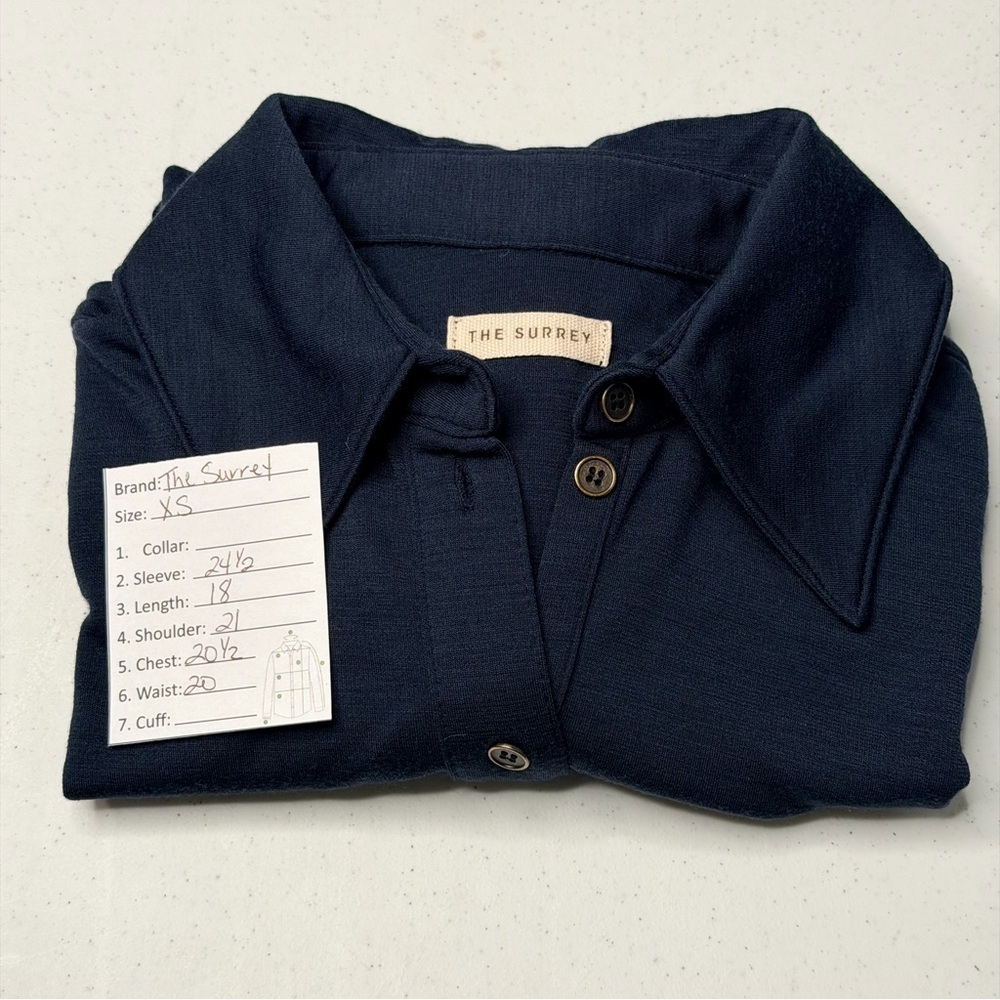 THE SURREY Navy Vespa Boxy Long Sleeve Polo Cropped XS Excellent Condition - Picture 13 of 13